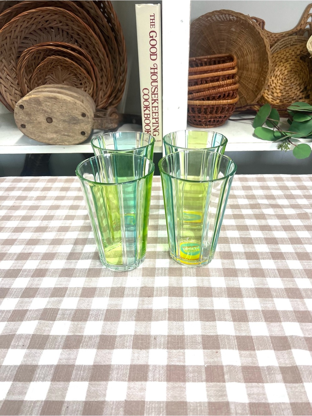 Martha Stewart plastic tumblers green blue NWT